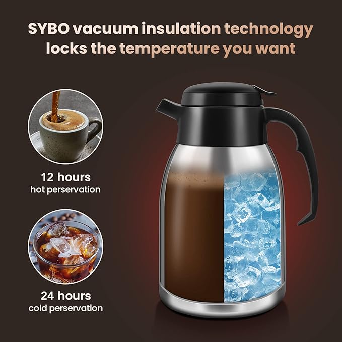 SYBO Commercial Coffee Makers 12 Cup, Drip Coffee Maker Brewer with 74Oz thermal carafe, Stainless
