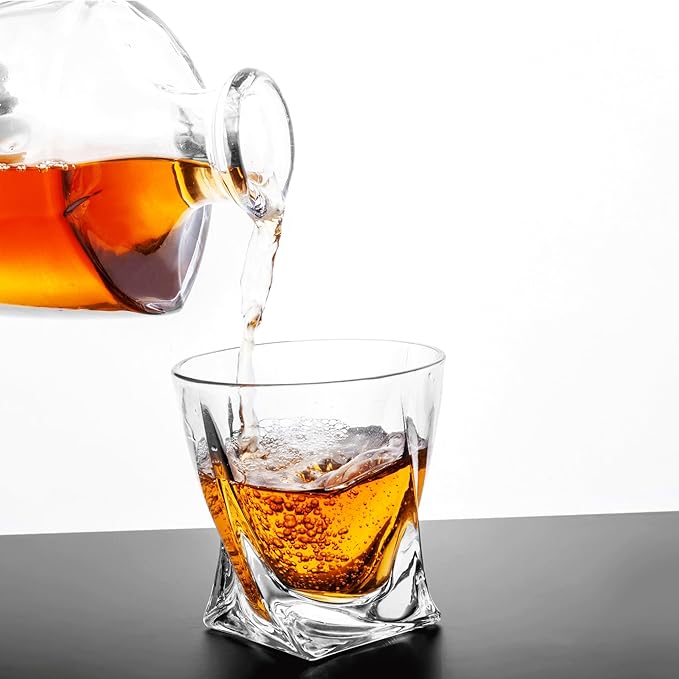 KANARS Old Fashioned Whiskey Glasses with Luxury Box - 10 Oz Twisted Liquor Tumblers for Scotch