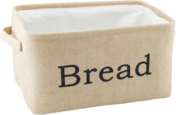 YAHUAN Burlap Bread Basket with Handles Bread Bin for Keeping Bread, Jute Bread Box for Kitchen