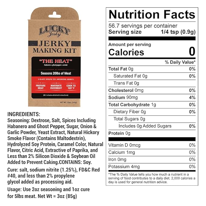 Lucky Jerky The Heat DIY Jerky Seasoning Kit - Seasons 20lbs of Meat