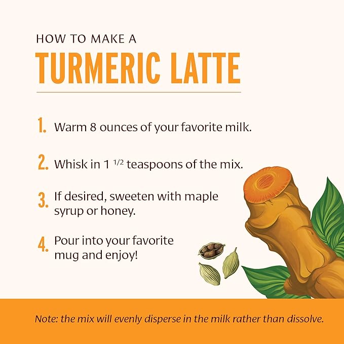 Banyan Botanicals Turmeric Milk ??Organic Turmeric Latte Mix with Ashwagandha & Cardamom ??Instant