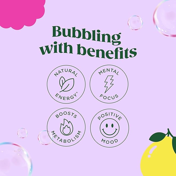 Bloom Nutrition Sparkling Energy Drink for Focus, Natural Caffeine, Zero Sugar, 180mg Caffeine