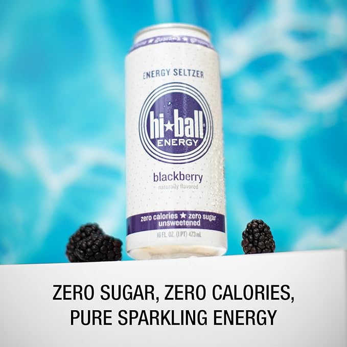 Hiball Clean Energy Seltzer Water, Caffeinated Sparkling Water Made with Vitamin B12 and Vitamin