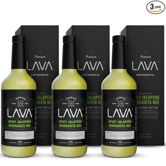 (3 Pack) LAVA Premium Spicy Jalape챰o Margarita Mix by LAVA Craft Cocktail Co., Made with Real