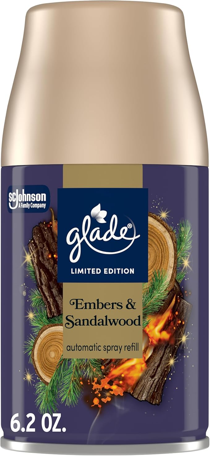 Glade Automatic Spray Refill, Embers & Sandalwood, Scented Air Freshener for Home and Bathroom, 6.2