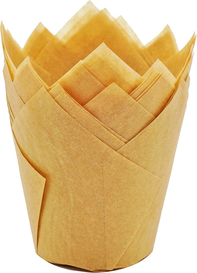 Muffin Greaseproof paper Baking cupcake cups, 2" x 3 1/2" Natural Tulip Baking Cup Case of 125 pcs