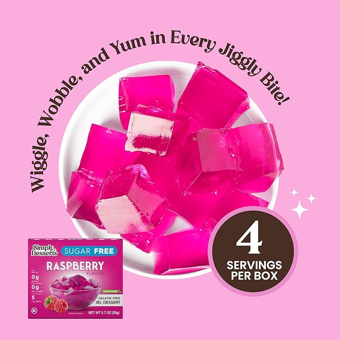 Simply Desserts Sugar-Free Raspberry Jel, 6-Pack - Vegan Dessert, Keto Snacks, Diabetic Friendly &