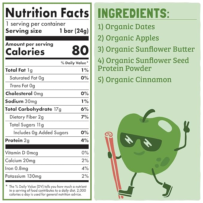 Skout Organic Apple Pie Kids Snack Bars (18 Pack) | Organic Kids Snack Bars | School Snacks & Lunch