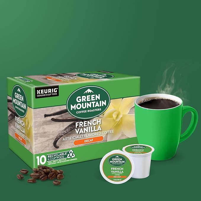Green Mountain Coffee Roasters French Vanilla Decaf Keurig Single-Serve K-Cup pods, Light Roast