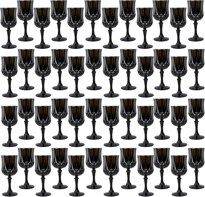 Plastic Wine Glasses，Plastic Goblets Vintage Style Cordial Drinking Glasses for Wedding Reception