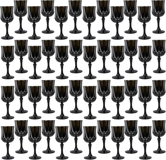 Plastic Wine Glasses，Plastic Goblets Vintage Style Cordial Drinking Glasses for Wedding Reception