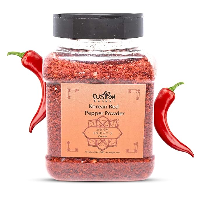 Fusion Select Korean Non-GMO Red Chili Pepper Flakes Powder, Gluten Free, Premium Gochugaru for