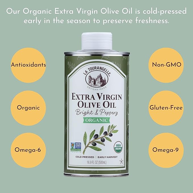 La Tourangelle, Organic Extra Virgin Olive Oil, Cold-Pressed High Antioxidant Picual Olives From