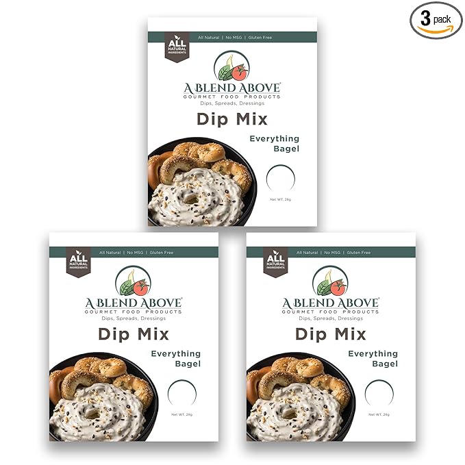 A Blend Above Everything Bagel Dip Mix, 3 Packs, 1 oz. Each, Makes 16 Ounces, Gluten-Free, No MSG