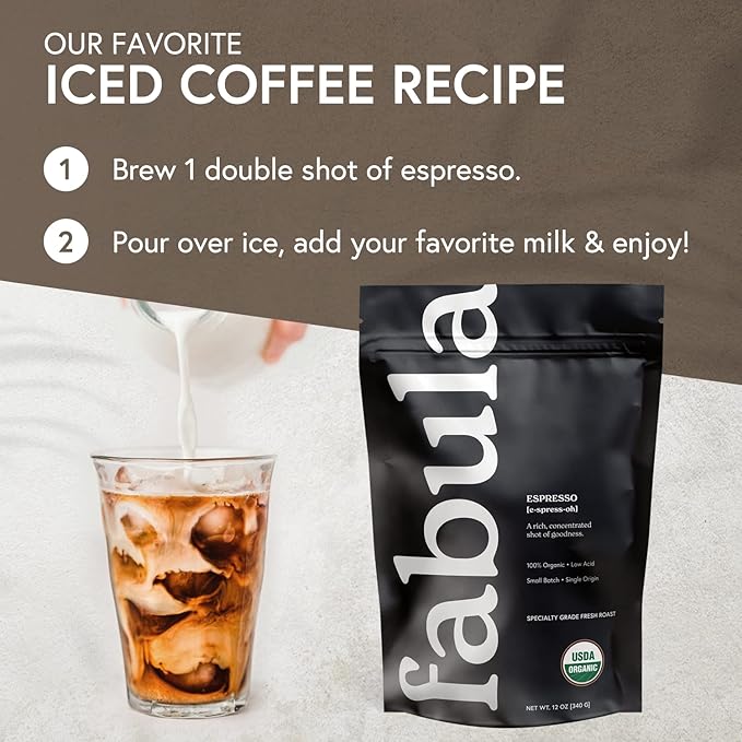 Fabula Low Acid Coffee Beans Whole, Organic Espresso Coffee - Non-GMO - No Molds - Mycotoxins
