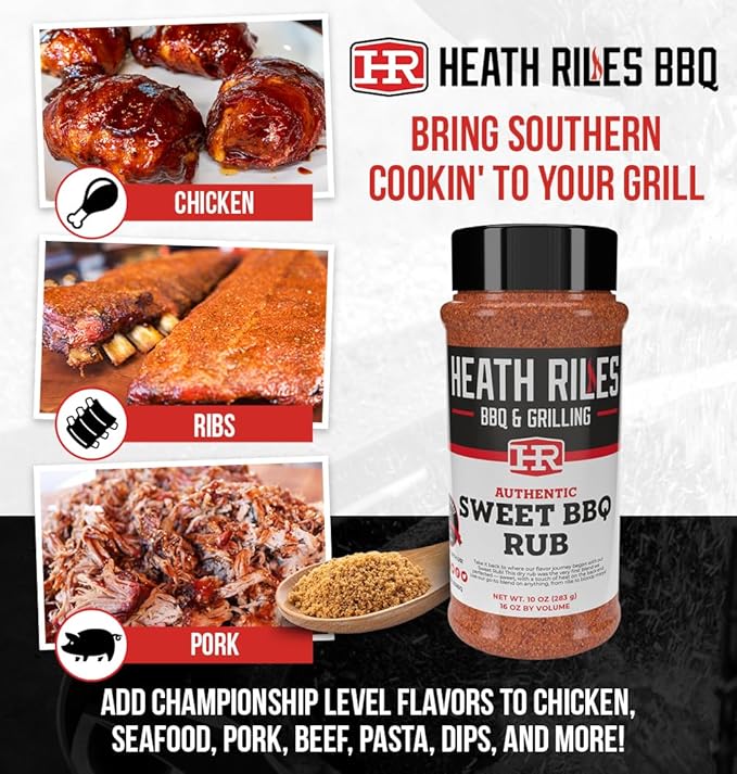 Heath Riles BBQ Rub - Sweet Seasoning, Champion Pitmaster Recipe, Legendary Rubs For Smoking &