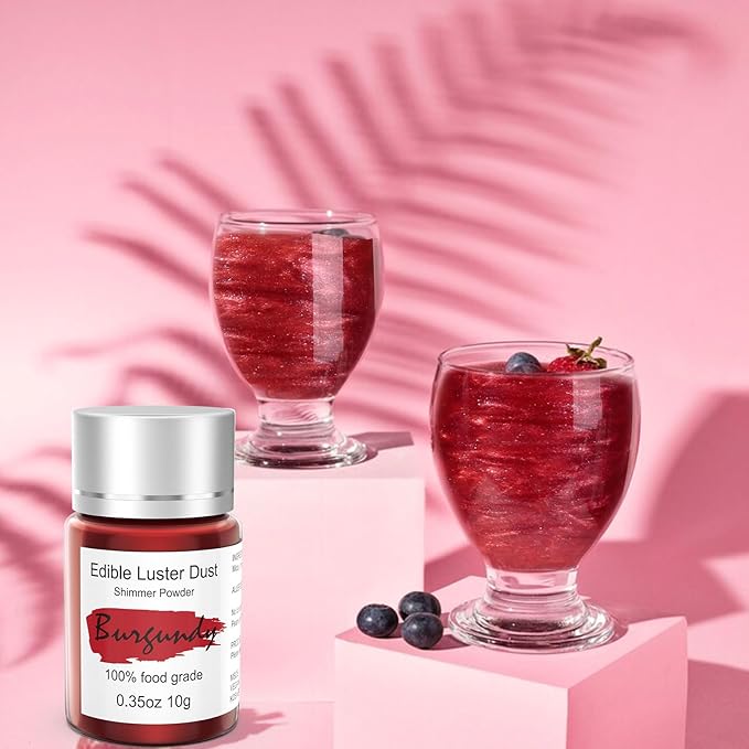 Burgundy Luster Dust Edible for Cakes Cocktails ??10g Colaele Edible Shimmering Dust for