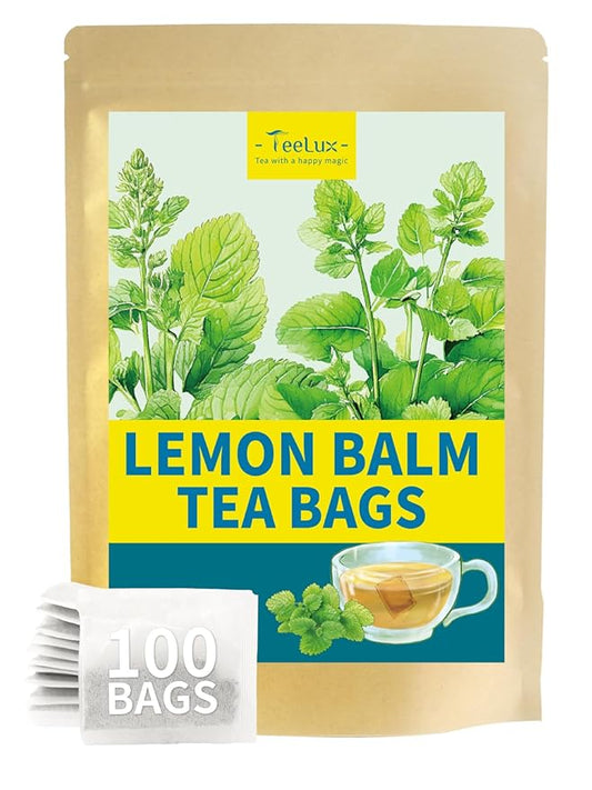 TeeLux Lemon Balm Tea Bags, Pure & Natural Lemon Balm Herbal Tea, Lemony & Citrusy Flavor, Caffeine