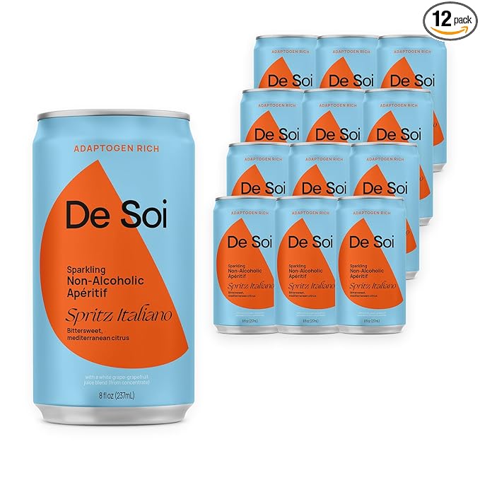 De Soi Spritz Italiano Mocktails NA Drinks 8 fl oz (12-pack) - Adaptogen Drink, Sparkling Drink