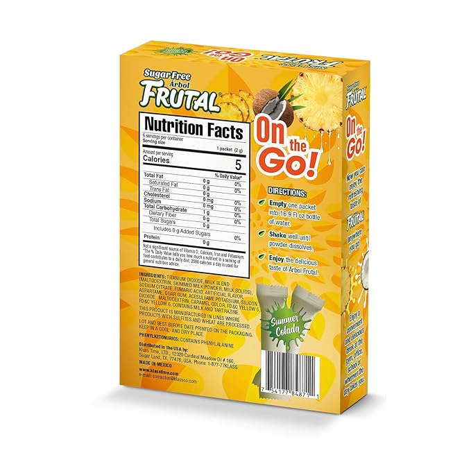 Frutal On-The-Go! | Powdered Drink Mix Pina Colada - Flavored Sugar Free! ??Single Serve On The Go!
