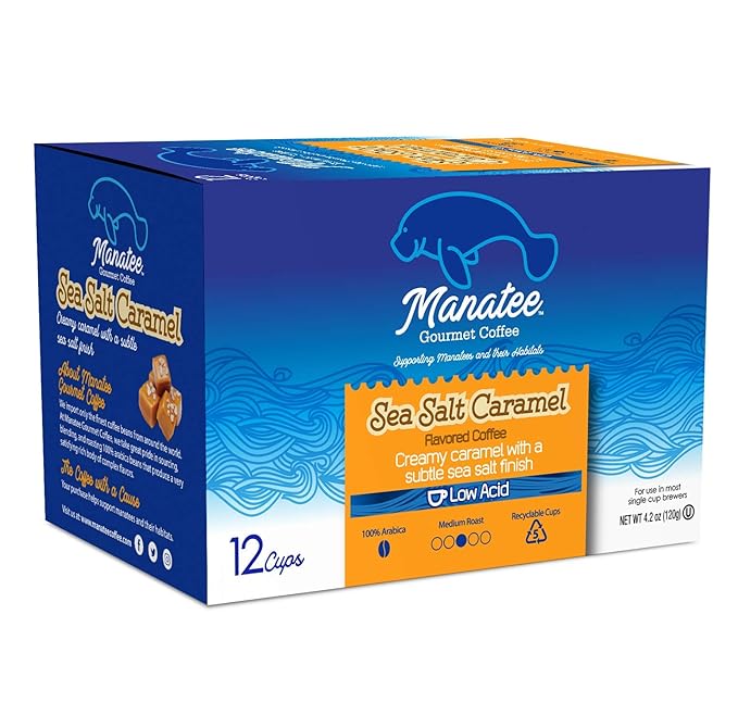 Manatee Gourmet Coffee Single Serve Pods for Keurig 2.0 K Cup Brewers, Medium Roast, Sea Salt