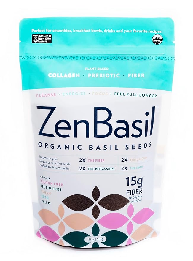 Zen Basil Seeds | edible basil seeds usda organic, kosher, non-gmo, lectin free, gluten free, plant