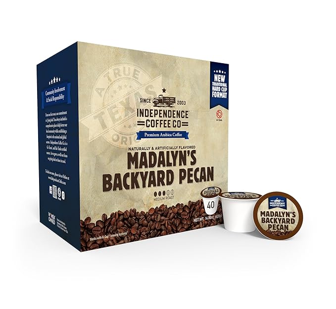 Independence Coffee Co. Madalyn's Backyard Pecan Flavored Mellow Body, Light Roast, Single Serve
