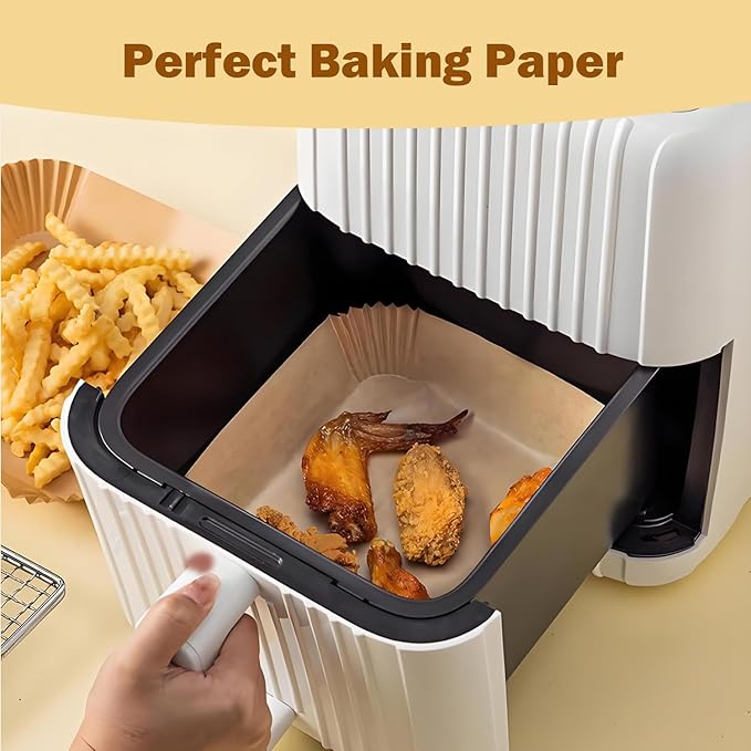 200 Pcs 6.5" Air Fryer Liner,Square Baking Parchment Airfryer Paper Unbleached Disposable Non-stick