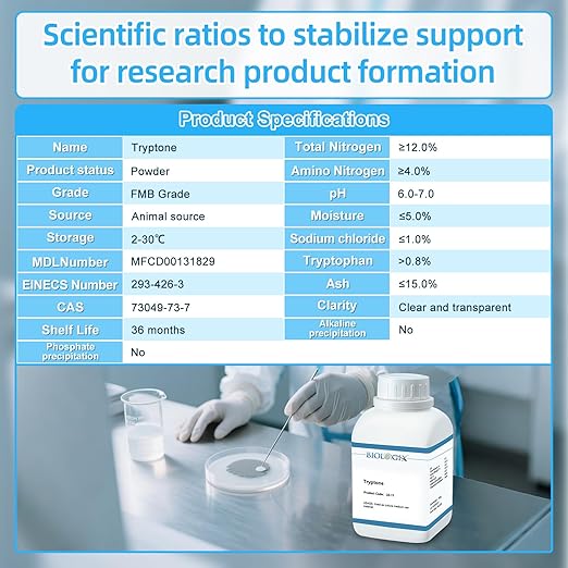 Tryptone Powder, pH 6.0-7.0, FMB Grade, Casein Tryptone for Laboratory Bacterial Culture