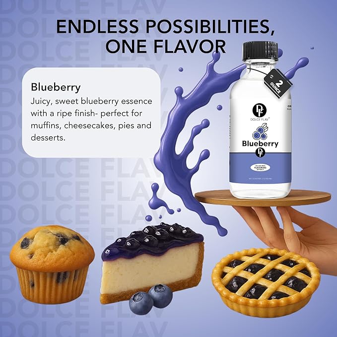 Dolce Flav Blueberry Extract ??8 Ounce Oil-Soluble Kosher, Sugar-Free, Concentrated Ripe Blueberry