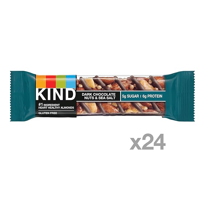 KIND Nut Bars, Dark Chocolate Nuts and Sea Salt, Healthy Snacks, Gluten Free, Low Sugar, 6g