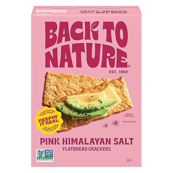 Back to Nature Pink Himalayan Sea Salt Multigrain Flatbread Crackers, Non-GMO, Vegan Friendly, Made