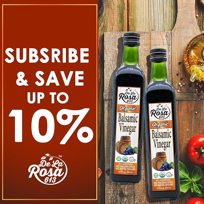 De La Rosa Organic Balsamic Vinegar, Kosher for Passover, Vegan & Gluten Free, Balsamic Vinegar