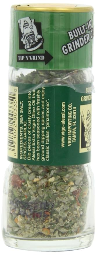 Alessi Herb & Seasoning Grinder, Dipping Spices for Olive Oil, Tip n' Grind (Garlic, 0.76 Ounce
