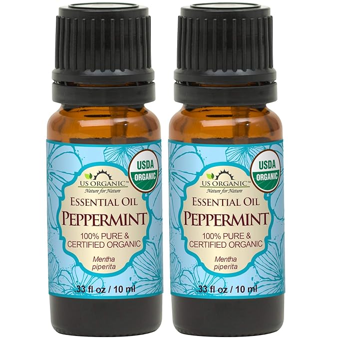 US Organic 100% Pure Peppermint Essential Oil - USDA Certified Organic - 10 ml Pack of 2