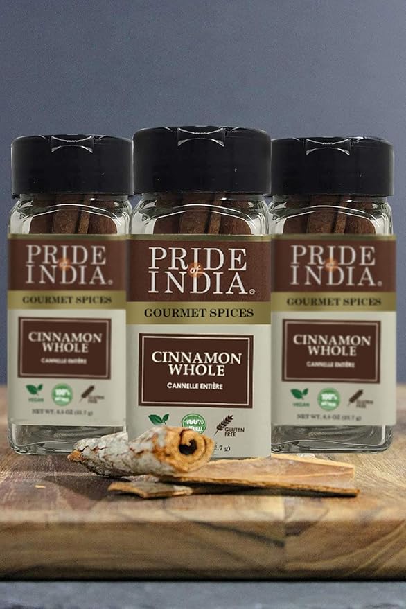 Pride of India | Cinnamon Bark Whole 0.8 oz (22.67 gm) Small Dual Sifter Bottle | Freshly Sourced