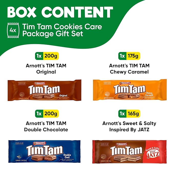 Tim Tam Variety Pack: Original, Double Chocolate, Chewy Caramel & Jatz - Authentic Australian