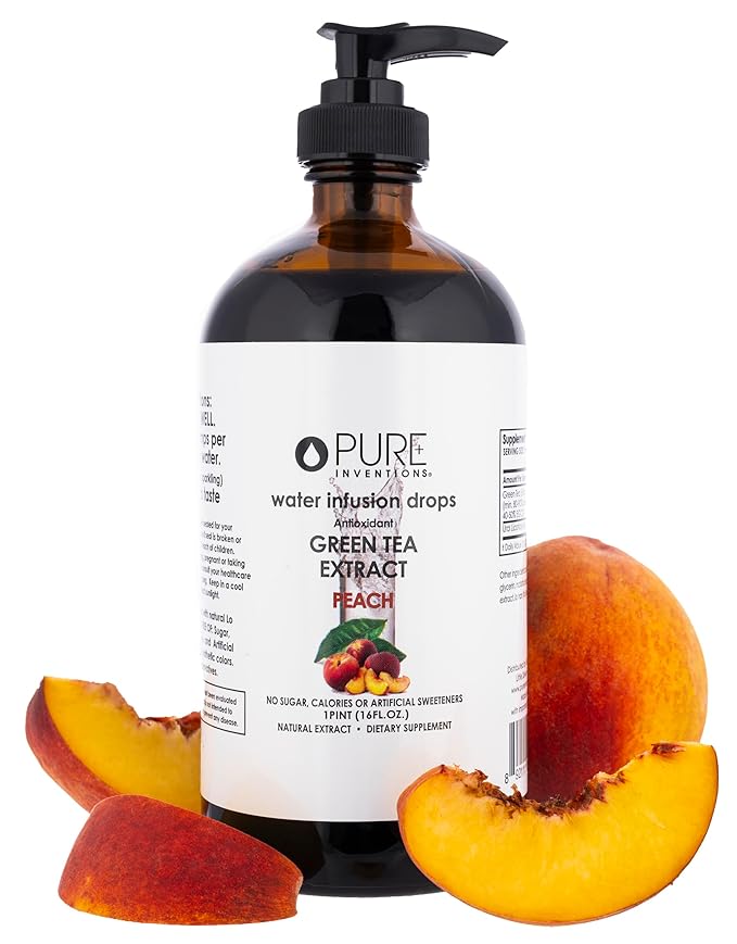 Pure Inventions - Green Tea Peach Water Infusion Drops - Antioxidants & Electrolytes - Health &