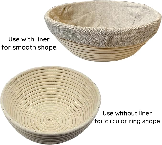 9 Inch Round Bread Banneton Proofing Basket Set of 2 ??Sourdough Proofing basket kit for Artisanal