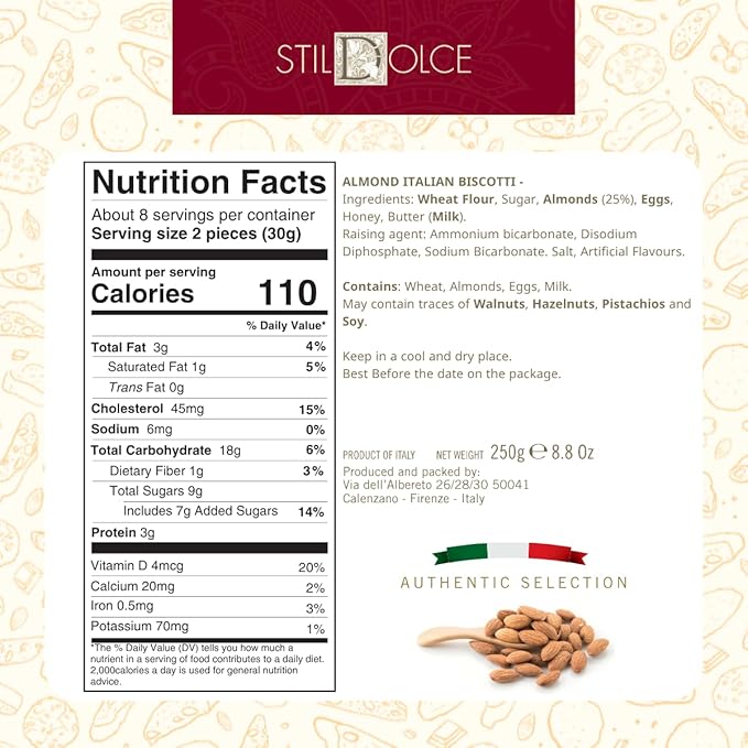 Stildolce Semi-Soft Original Almond Italian Biscotti Cookies | Made in Tuscany, Italy| Classic