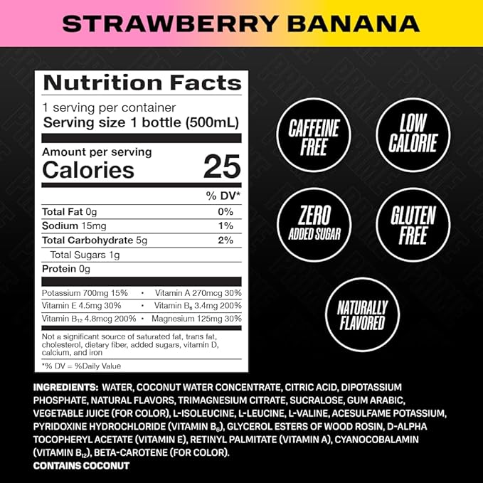 PRIME Hydration STRAWBERRY BANANA, Sports Drinks, Electrolyte Enhanced for Replenishing Fluids
