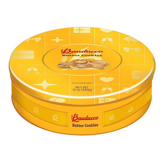 Bauducco Assorted Butter Cookies Tin, 12 oz (Pack of 1) ??Traditional Danish Shortbread Style