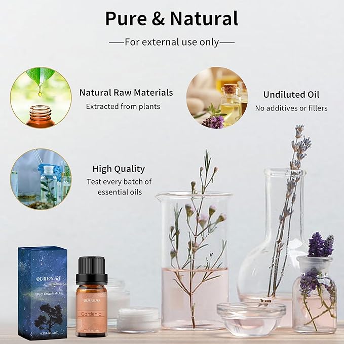 BURIBURI Gardenia Essential Oil, 100% Pure Gardenia Fragrance Oil, Fragrance Oil Essential Oils