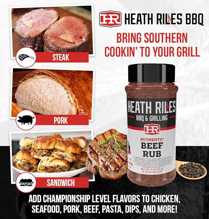 Heath Riles BBQ Rub - Beef Seasoning, Champion Pitmaster Recipe, Legendary Rubs For Smoking &