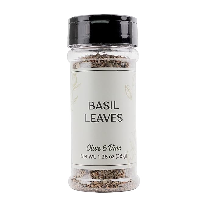 Olive & Vine Basil Leaves, Fresh Herbal Flavor, Seasoning for Pasta, Pesto, Salads, Rich Tradition