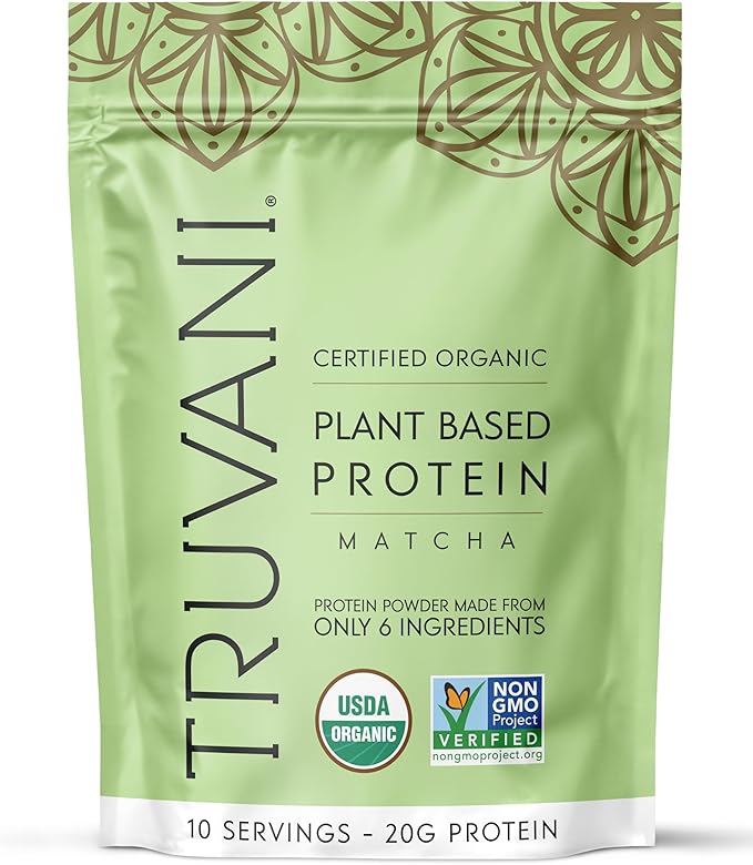 Truvani Vegan Pea Protein Powder | Matcha | 20g Organic Plant Based Protein | 10 Servings | Keto |
