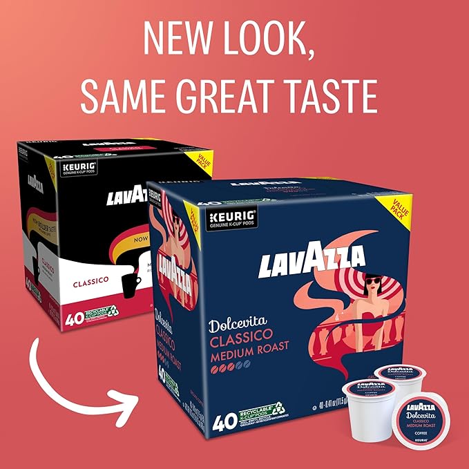 Lavazza Dolcevita Classico, Single-Serve Keurig K-Cup Pods, Medium Roast Coffee, 40-Count Box