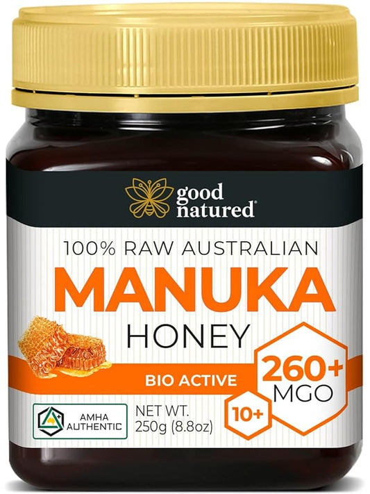 Raw Manuka Honey MGO 260+ /10+ - 8.8oz (250g) Medicinal Strength - High Certified Rating - BPA Free