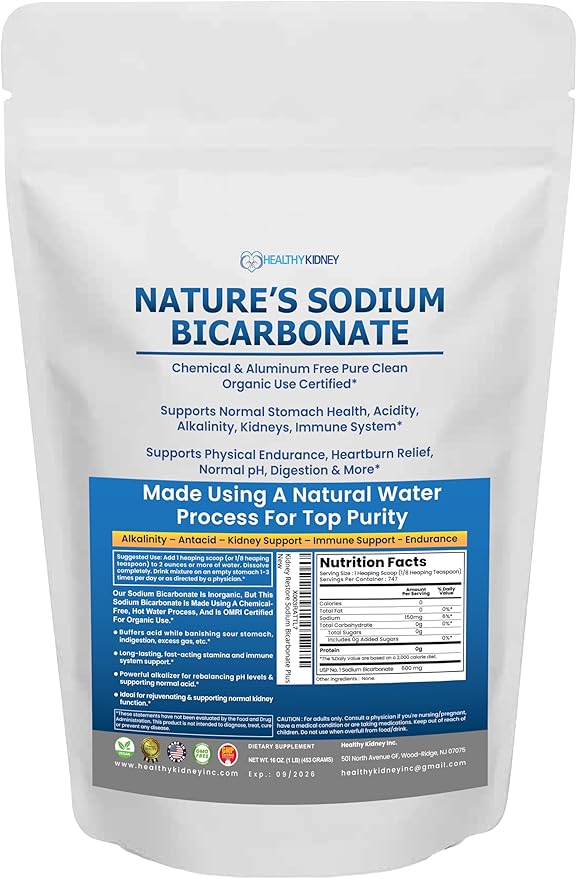 Nature’s Sodium Bicarbonate Organic Use Aluminum Free Baking Soda. No Chemical Pure Baking Soda