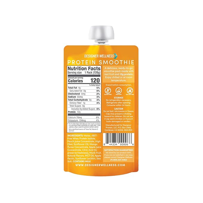 Designer Wellness Protein Smoothie, Real Fruit, 12g Protein, Low Carb, Zero Added Sugar